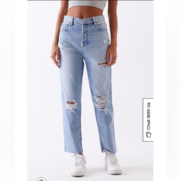 Pacsun High Waisted Straight Leg Distressed Jeans Size 25 - Picture 2 of 8